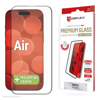 Displex Premium Screen Protector (Full Cover, 10H) Apple iPhone Air, Eco Mounting Frame, Full Cover