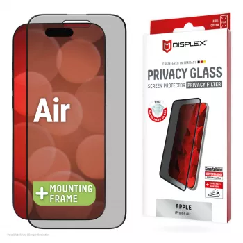 Displex Privacy Screen Protector (10H) Apple iPhone Air jaoks, Eco Mounting Frame, privaatsusfilter