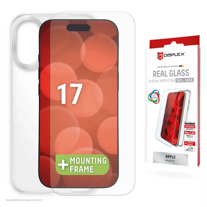 Displexi ekraanikaitse ja ümbris Apple iPhone 17-le, Eco paigaldusraam, kriimustuskindel