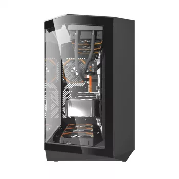 Arvutikorpus Darkflash DY470 Full Tower — must, SPCC, toetab ITX/ATX, HDD 3.5 tolli/2.5 tolli, 1x taga 120 mm, 120 mm küljeventilaatorid