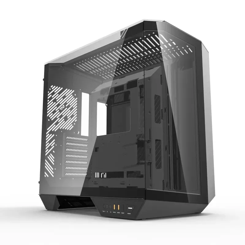 Arvutikorpus Darkflash DY470 Full Tower — must, SPCC, toetab ITX/ATX, HDD 3.5 tolli/2.5 tolli, 1x taga 120 mm, 120 mm küljeventilaatorid