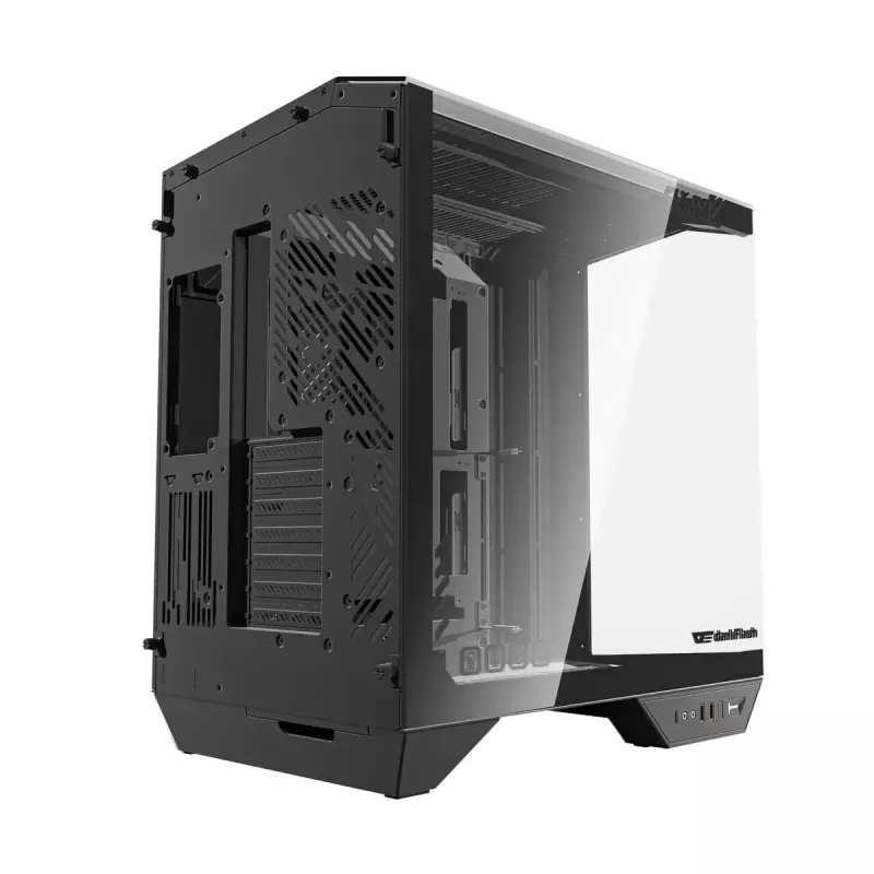 Arvutikorpus Darkflash DY470 Full Tower — must, SPCC, toetab ITX/ATX, HDD 3.5 tolli/2.5 tolli, 1x taga 120 mm, 120 mm küljeventilaatorid