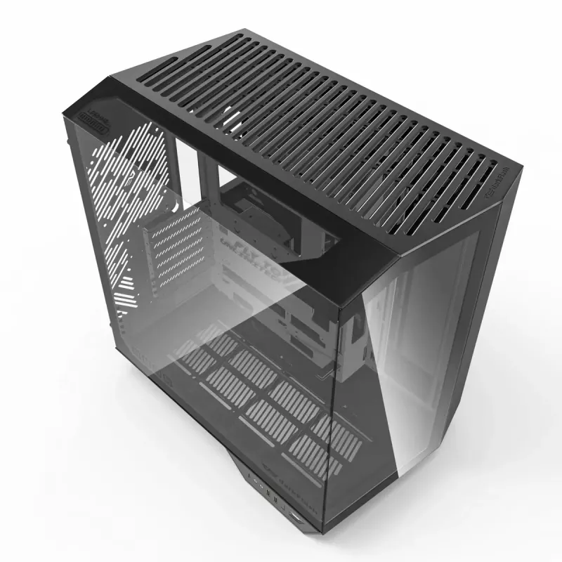 Arvutikorpus Darkflash DY470 Full Tower — must, SPCC, toetab ITX/ATX, HDD 3.5 tolli/2.5 tolli, 1x taga 120 mm, 120 mm küljeventilaatorid
