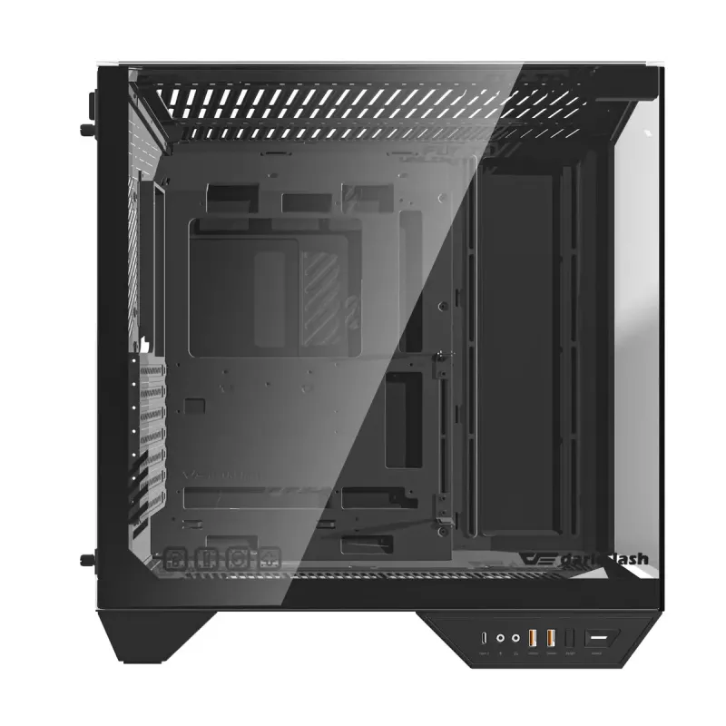 Arvutikorpus Darkflash DY470 Full Tower — must, SPCC, toetab ITX/ATX, HDD 3.5 tolli/2.5 tolli, 1x taga 120 mm, 120 mm küljeventilaatorid