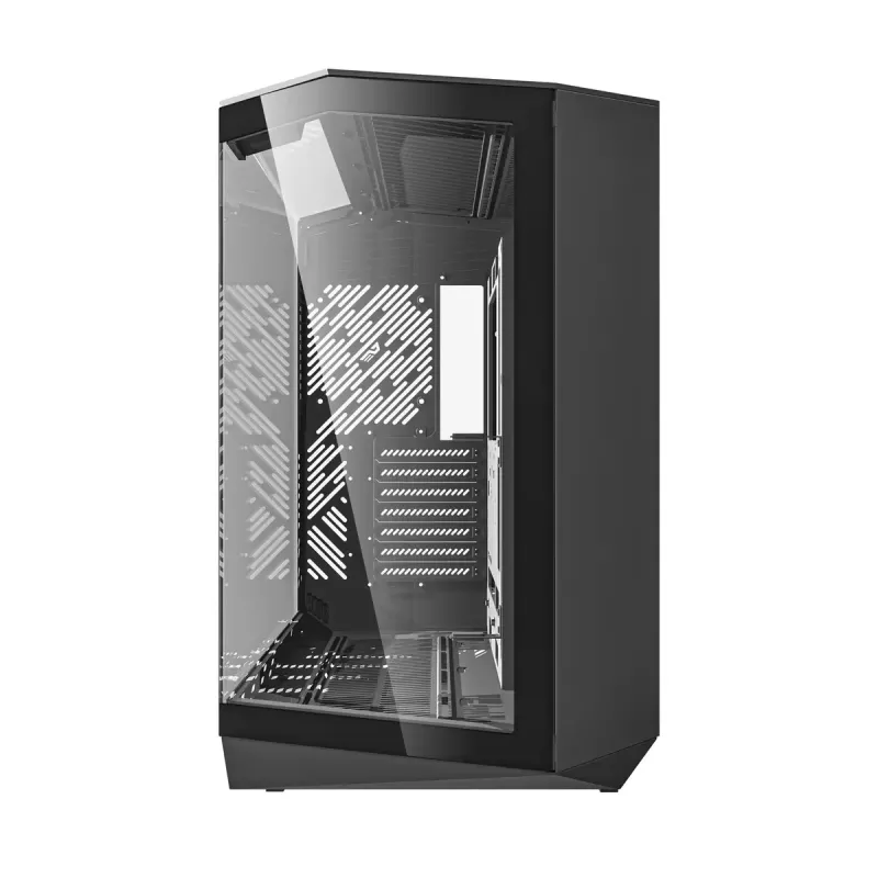 Arvutikorpus Darkflash DY470 Full Tower — must, SPCC, toetab ITX/ATX, HDD 3.5 tolli/2.5 tolli, 1x taga 120 mm, 120 mm küljeventilaatorid