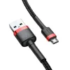 Baseus CAMKLF-B91 nailonist vastupidav andme- ja laadimiskaabel CQ3.0 2.4A USB kuni Micro USB 1m must-punane