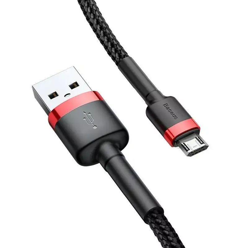 Baseus CAMKLF-B91 nailonist vastupidav andme- ja laadimiskaabel CQ3.0 2.4A USB kuni Micro USB 1m must-punane