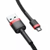 Baseus CAMKLF-B91 nailonist vastupidav andme- ja laadimiskaabel CQ3.0 2.4A USB kuni Micro USB 1m must-punane