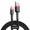 Baseus CAMKLF-B91 nailonist vastupidav andme- ja laadimiskaabel CQ3.0 2.4A USB kuni Micro USB 1m must-punane