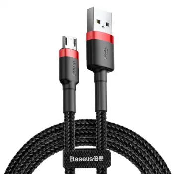 Baseus CAMKLF-B91 nailonist vastupidav andme- ja laadimiskaabel CQ3.0 2.4A USB kuni Micro USB 1m must-punane
