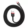 USB-A–Lightning kaabel Baseus CALKLF-C19 2 m — alumiiniumkorpus, 1,5 A, must/punane