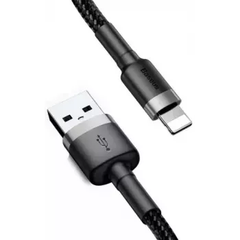 USB A to Lightning kaabel Baseus Cafule (CALKLF-CG1) — nailonpunutis, QC3.0 1.5A, 2 m, hall/must