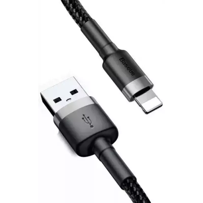 USB A to Lightning kaabel Baseus Cafule (CALKLF-CG1) — nailonpunutis, QC3.0 1.5A, 2 m, hall/must