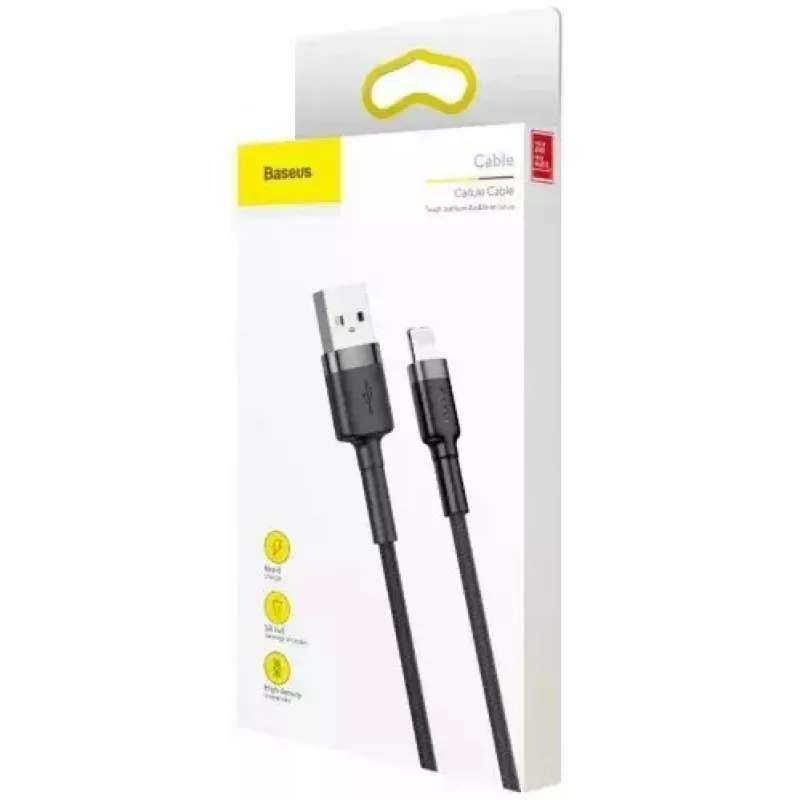 USB A to Lightning kaabel Baseus Cafule (CALKLF-CG1) — nailonpunutis, QC3.0 1.5A, 2 m, hall/must