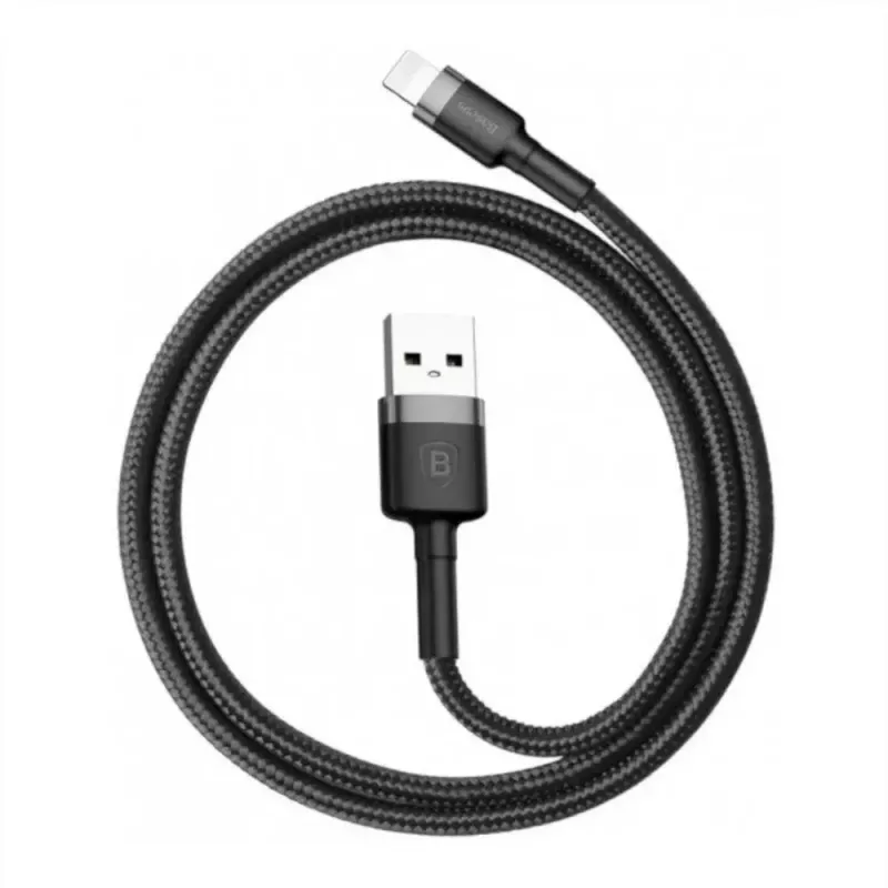 USB A to Lightning kaabel Baseus Cafule (CALKLF-CG1) — nailonpunutis, QC3.0 1.5A, 2 m, hall/must
