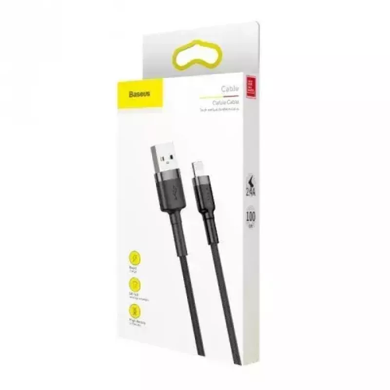Baseus CALKLF-AG1 Nailonist andme- ja laadimiskaabel USB-C QC3.0 2.4A Lightning-pistikule 0,5 m must, hall