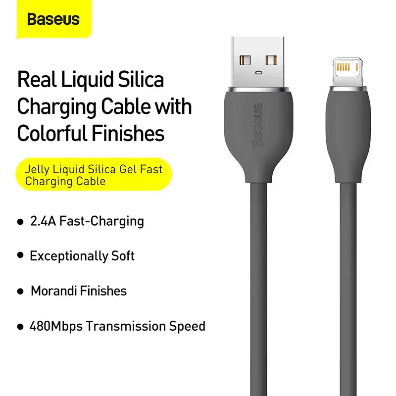 USB 2.0 andmekaabel Baseus Jelly Lightning to USB-A 1,2 m, must
