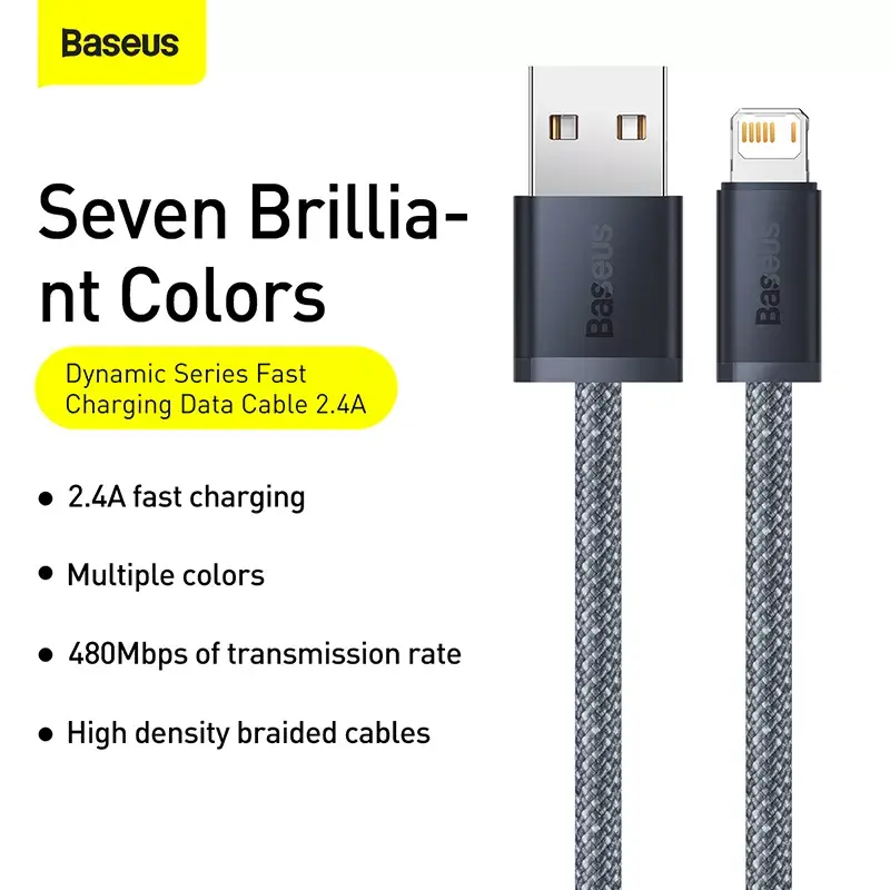 Baseus Dynamic 2m hall Lightning–USB A kaabel