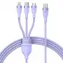 USB-kaabel Baseus Flash Series 2 — USB-C, micro USB, Lightning, 100W, 1,5 m, lilla