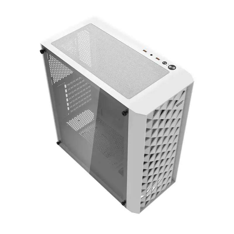 Arvutikorpus Darkflash DK351 Valge Midi Torn, Micro ATX/ATX/ITX, karastatud klaas, valge, 200×390×450 mm