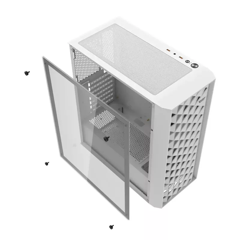 Arvutikorpus Darkflash DK351 Valge Midi Torn, Micro ATX/ATX/ITX, karastatud klaas, valge, 200×390×450 mm