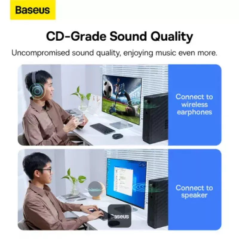 Baseus BA07 Mini Bluetooth-adapter arvutile, USB 5.3 juhtmevaba Bluetooth-dongelvastuvõtja - Must