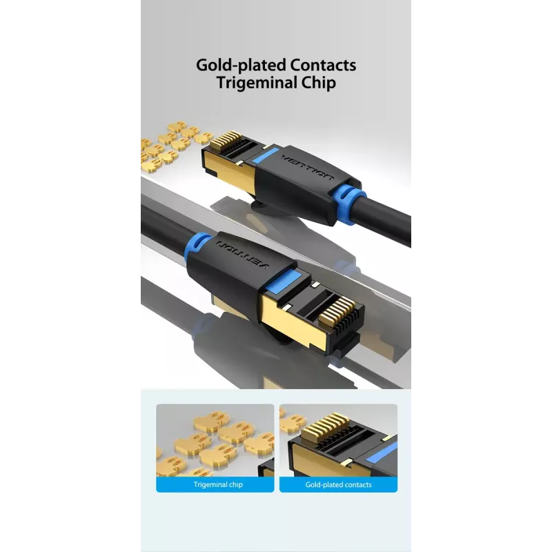 Ethernet patch-kaabel Vention Cat.8 S/FTP 1 m Must RJ-45 Gold-plated