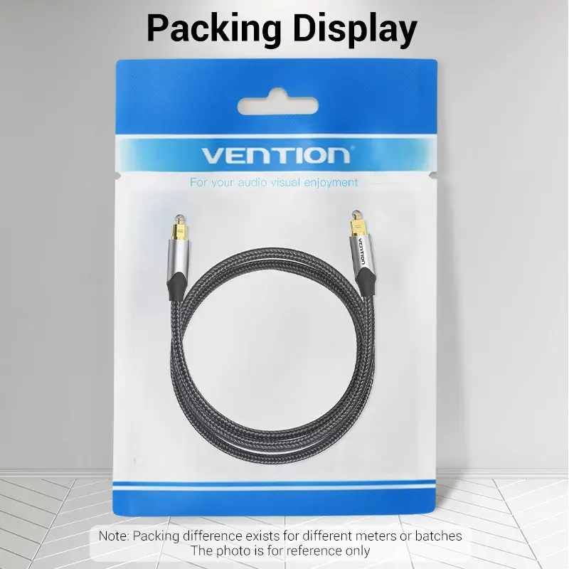 Optiline helikaabel Vention 3 m TOSLINK isane-isasele, hall, nailonkate, kullatud kontaktid