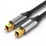 Optiline helikaabel Vention 3 m TOSLINK isane-isasele, hall, nailonkate, kullatud kontaktid