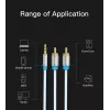 Audio kaabel Vention 3.5mm male to 2×RCA male, 3 m, Must, gold-plated contacts