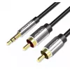 Audio kaabel Vention 3.5mm male to 2×RCA male, 3 m, Must, gold-plated contacts