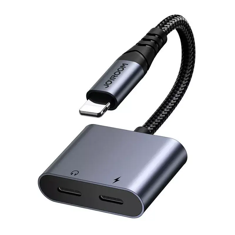 2-in-1 heliadapter Joyroom SY-L01 Lightning pistikuga 3,5 mm pesasse + Lightning, must
