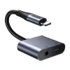 2-in-1 heliadapter Joyroom SY-L01 Lightning pistikuga 3,5 mm pesasse + Lightning, must