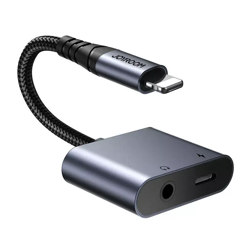 2-in-1 heliadapter Joyroom SY-L01 Lightning pistikuga 3,5 mm pesasse + Lightning, must