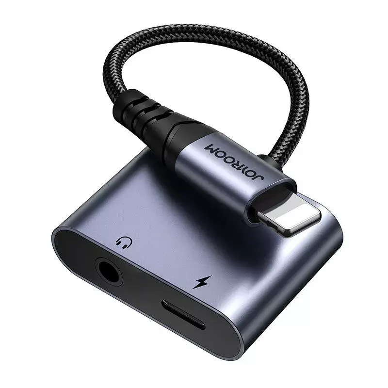 2-in-1 heliadapter Joyroom SY-L01 Lightning pistikuga 3,5 mm pesasse + Lightning, must