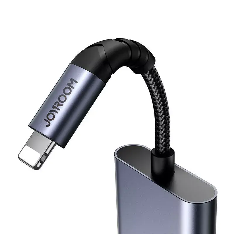 2-in-1 heliadapter Joyroom SY-L01 Lightning pistikuga 3,5 mm pesasse + Lightning, must