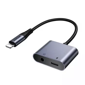 2-in-1 heliadapter Joyroom SY-L01 Lightning pistikuga 3,5 mm pesasse + Lightning, must