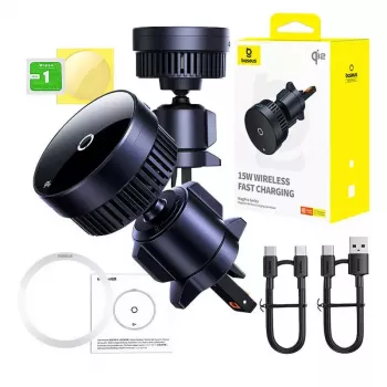 Autohoidik Baseus MagPro C40164100121-01 15W Qi2.0 must – magnetiline juhtmevaba laadija Qi2.0-ühilduvatele telefonidele