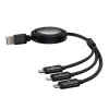 USB 3-in-1 kaabel Baseus Free2Draw (USB-A to Micro USB + Lightning + USB-C), 100W, 1,1 m, must
