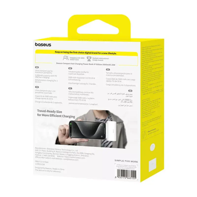 Akupank OS-Baseus Compact IP 5000mAh 20W (valge)