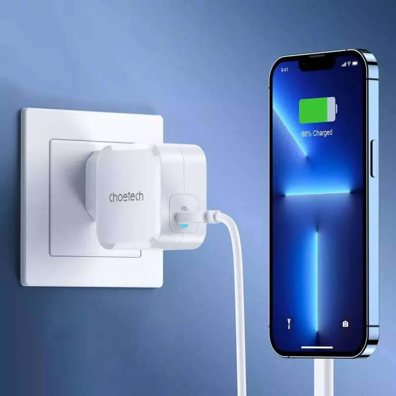 USB-C toiteadapter CHOETECH PD8007 45W EL valge – USB‑C PD 45W