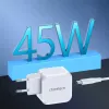 USB-C toiteadapter CHOETECH PD8007 45W EL valge – USB‑C PD 45W