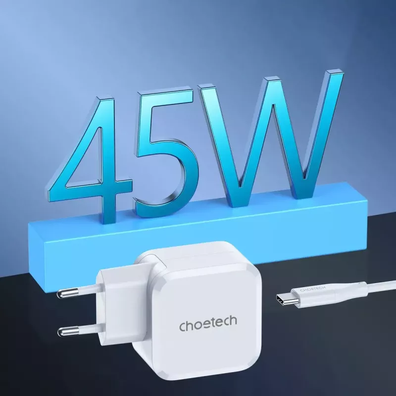 USB-C toiteadapter CHOETECH PD8007 45W EL valge – USB‑C PD 45W