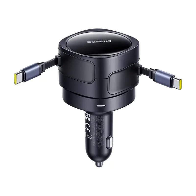 Autolaadija Baseus Enjoyment Max 60W integreeritud USB-C-kaablitega, 60W väljund