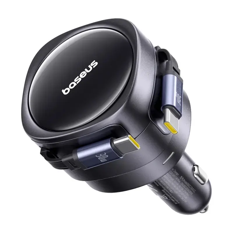 Autolaadija Baseus Enjoyment Max 60W integreeritud USB-C-kaablitega, 60W väljund