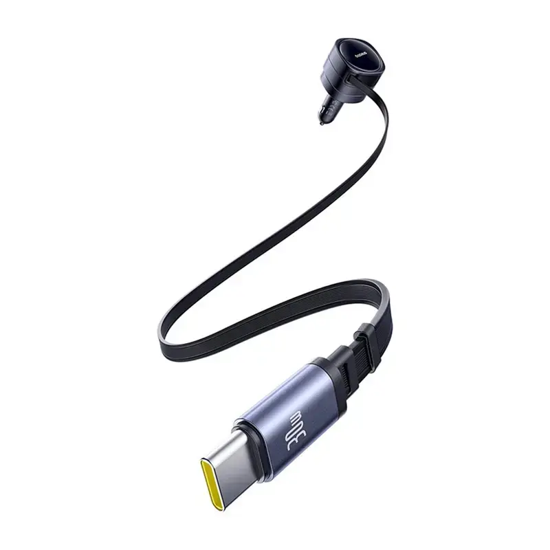 Autolaadija Baseus Enjoyment Max 60W integreeritud USB-C-kaablitega, 60W väljund
