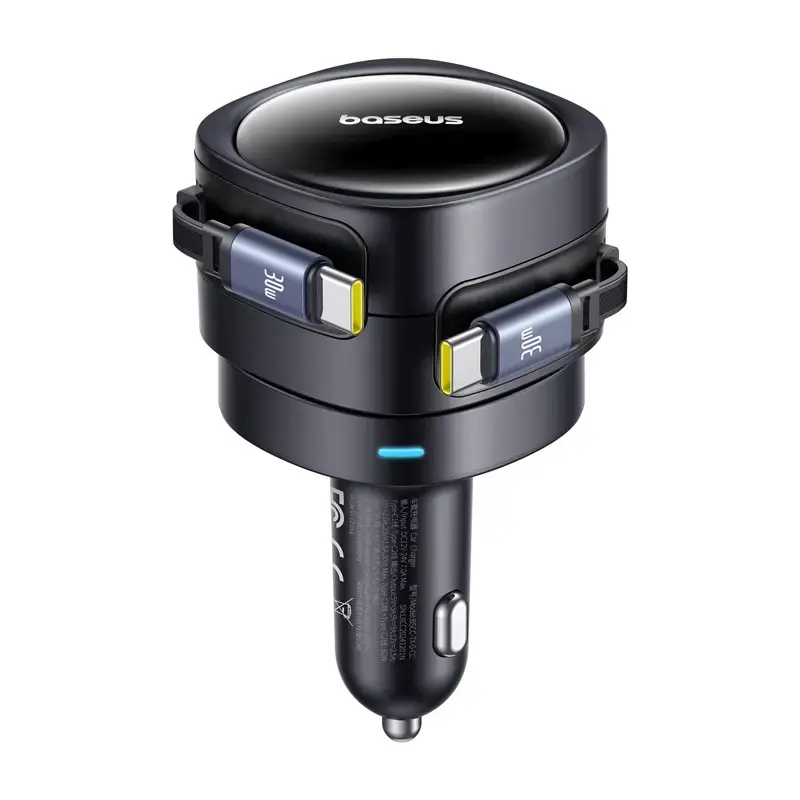 Autolaadija Baseus Enjoyment Max 60W integreeritud USB-C-kaablitega, 60W väljund
