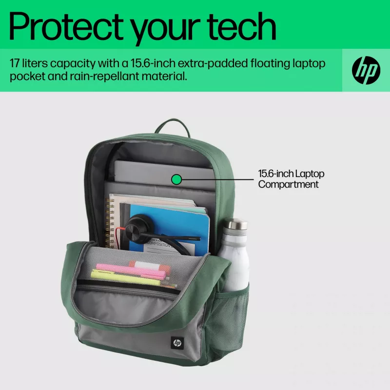 Vabaajaseljakott HP Campus roheline Backpack roheline hall polüester