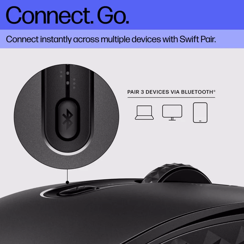 HP 695 taaslaetav juhtmevaba hiir, mõlemakäeline, Bluetooth, 4000 DPI, must