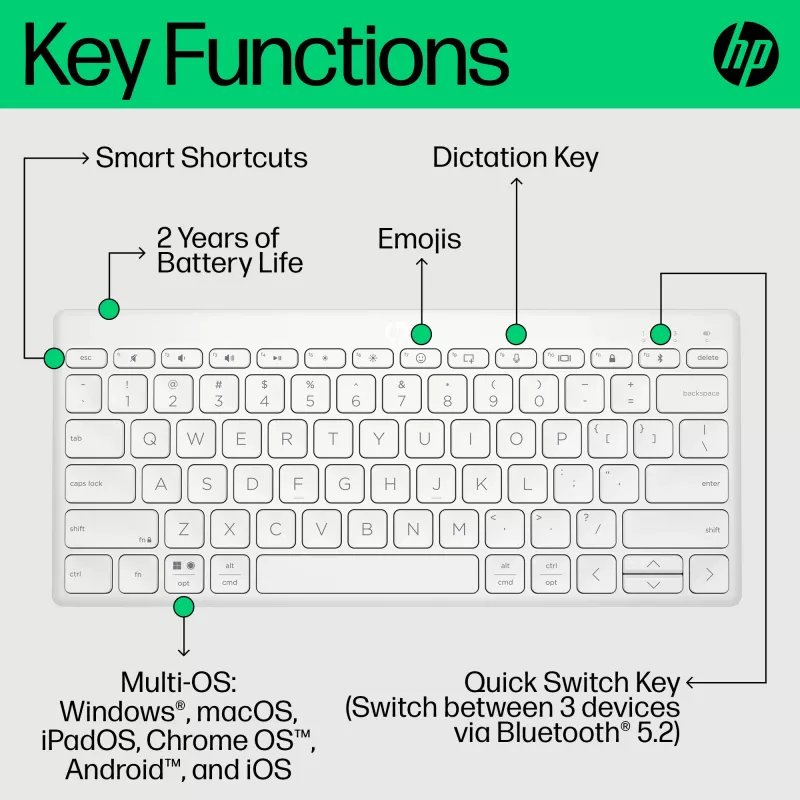 HP 350 Compact Multi-Device Bluetooth klaviatuur